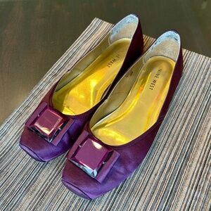 Nine West Purple Satin Ballet Flats with Purple Jewel Detail  in Size 10